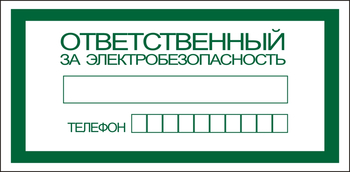 S25 Ответственный за электробезопасность - Знаки безопасности - Знаки по электробезопасности - магазин "Охрана труда и Техника безопасности"